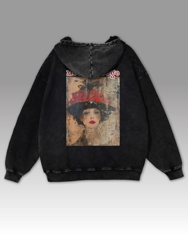 Bluza oversize z kapturem <br>Moulin Rouge Retro - efekt sprania