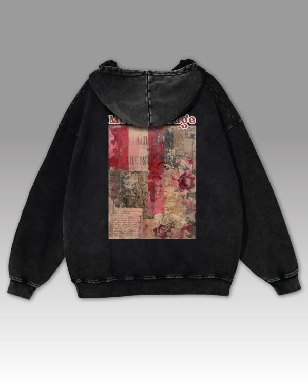 Bluza oversize z kapturem <br>Moulin Rouge Romantic - efekt sprania