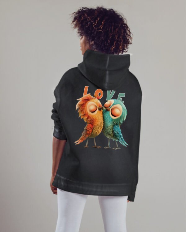 Bluza oversize z kapturem <br>Love Birds - efekt sprania