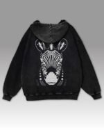 Bluza oversize z kapturem <br>Zebra - efekt sprania