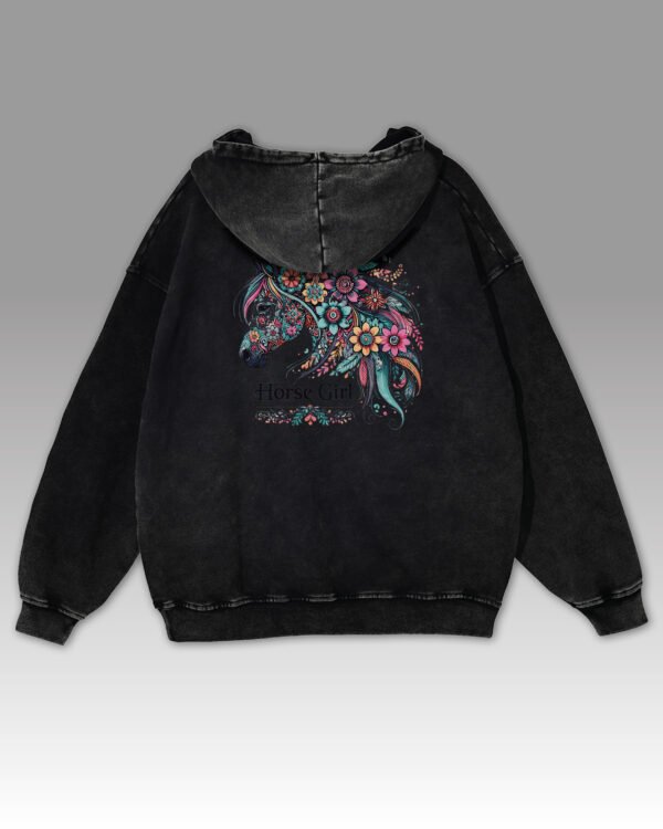 Bluza oversize z kapturem <br>Horse Girl - efekt sprania