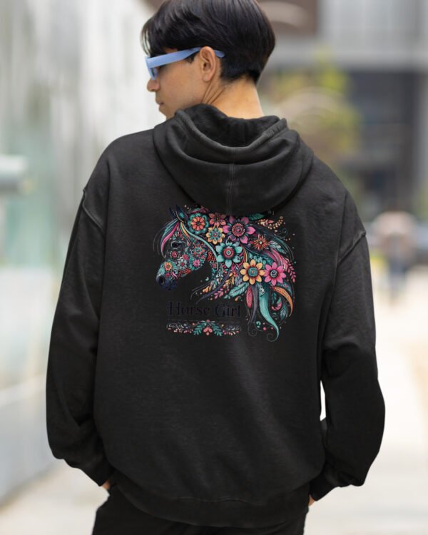 Bluza oversize z kapturem <br>Horse Girl - efekt sprania