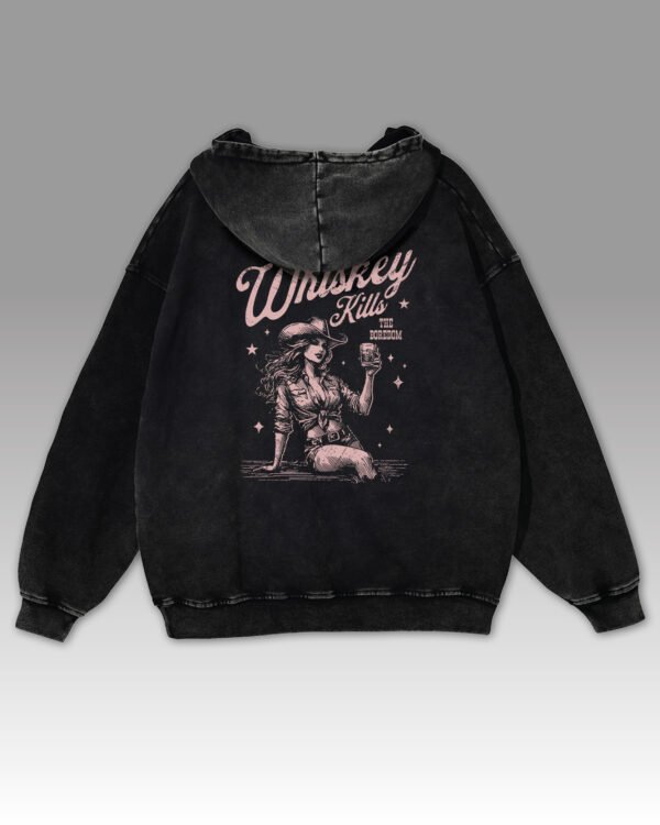 Bluza oversize z kapturem <br>Whiskey Kills Boredom - efekt sprania