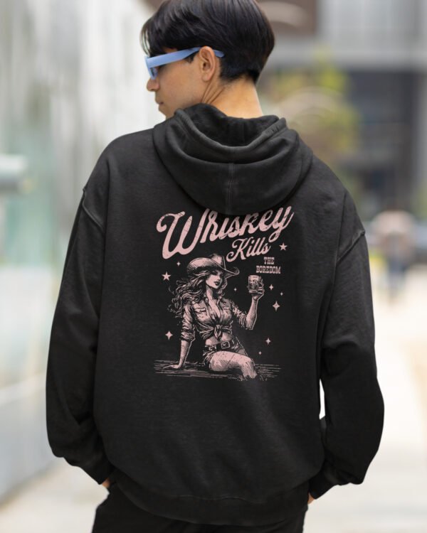 Bluza oversize z kapturem <br>Whiskey Kills Boredom - efekt sprania