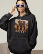 Bluza oversize z kapturem <br>Safari - efekt sprania