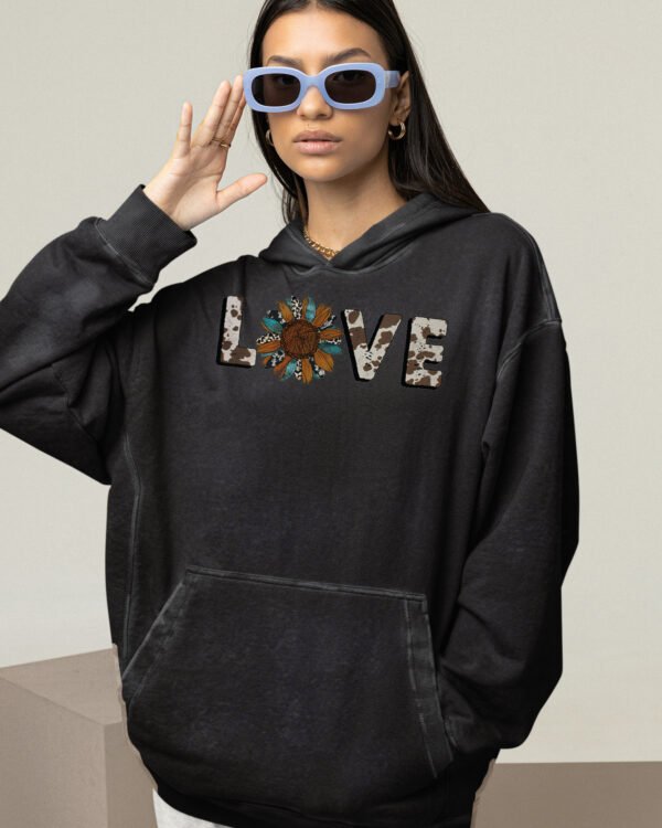 Bluza oversize z kapturem <br>Nature Love - efekt sprania