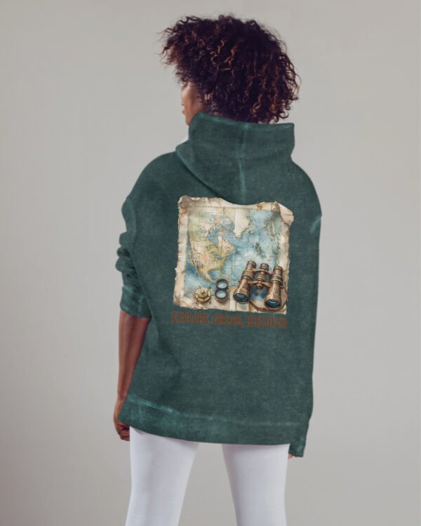 Bluza oversize z kapturem <br>Explore, Dream, Discover - efekt sprania