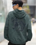Bluza oversize z kapturem <br>Love for Horses - efekt sprania