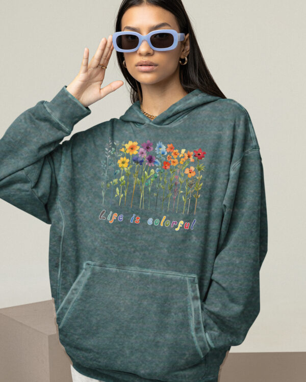 TL HO OLD DGR DTG 0260 A WOMEN Bluza oversize z kapturem <br>Life is Colorful - efekt sprania