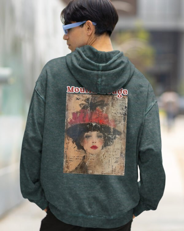 Bluza oversize z kapturem <br>Moulin Rouge Retro - efekt sprania