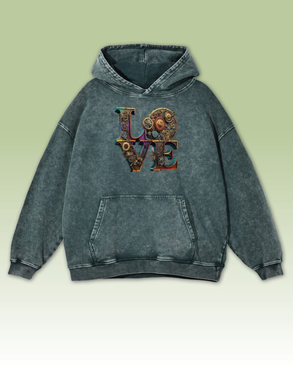 Bluza oversize z kapturem <br>Steampunk LOVE - efekt sprania