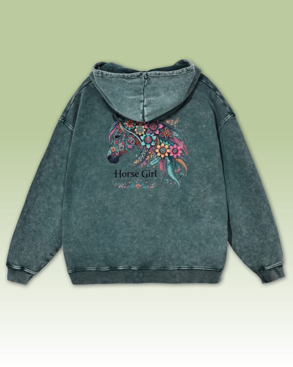 Bluza oversize z kapturem <br>Horse Girl - efekt sprania
