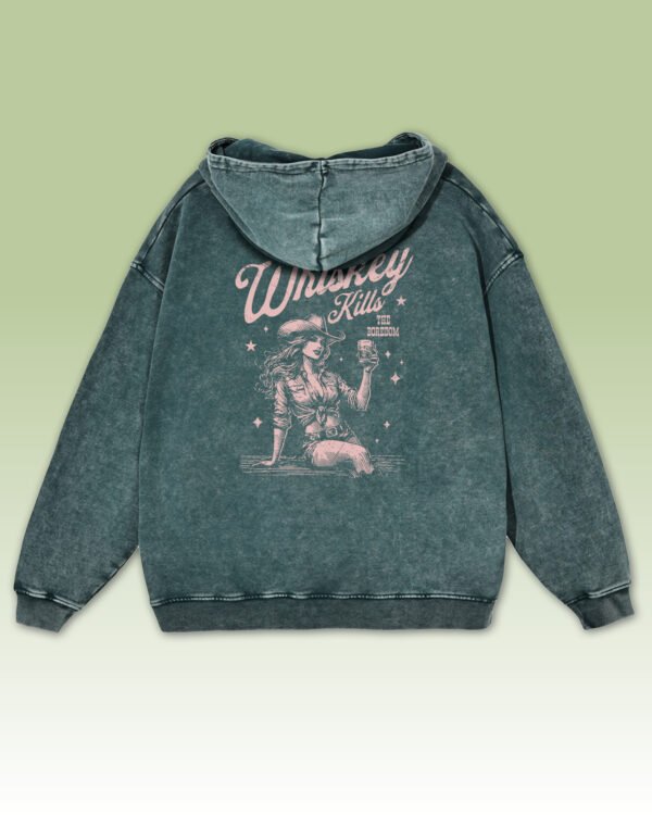 Bluza oversize z kapturem <br>Whiskey Kills Boredom - efekt sprania