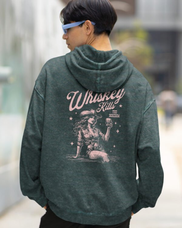 Bluza oversize z kapturem <br>Whiskey Kills Boredom - efekt sprania