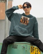 Bluza oversize z kapturem <br>Safari - efekt sprania