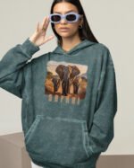 Bluza oversize z kapturem <br>Safari - efekt sprania