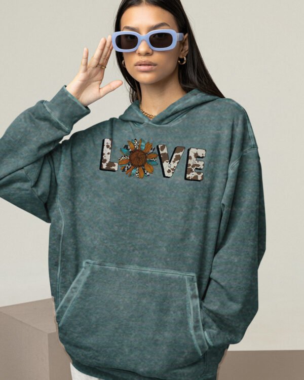 Bluza oversize z kapturem <br>Nature Love - efekt sprania