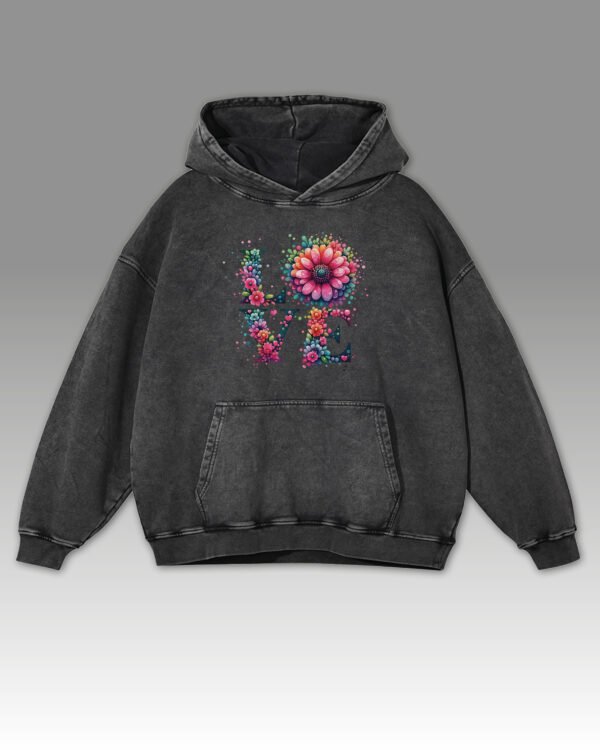 Bluza oversize z kapturem <br>LOVE - efekt sprania