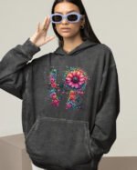 Bluza oversize z kapturem <br>LOVE - efekt sprania