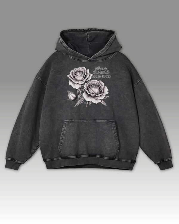 Bluza oversize z kapturem <br>Wild Roses - efekt sprania