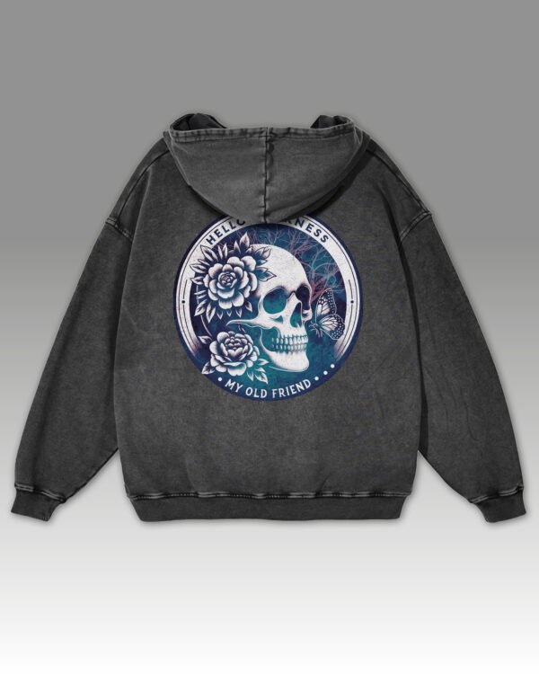 Bluza oversize z kapturem <br>Old Skull Friend - efekt sprania