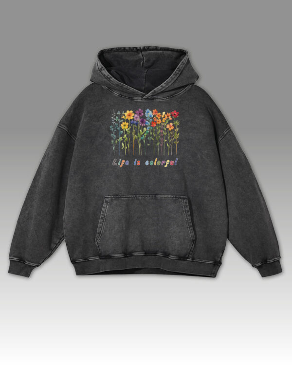 TL HO OLD GRA DTG 0260 A Bluza oversize z kapturem <br>Life is Colorful - efekt sprania