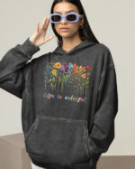 TL HO OLD GRA DTG 0260 A WOMEN Bluza oversize z kapturem <br>Life is Colorful - efekt sprania