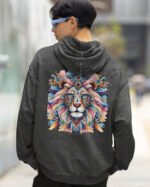 Bluza oversize z kapturem <br>Lion - efekt sprania