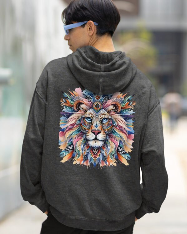 Bluza oversize z kapturem <br>Lion - efekt sprania