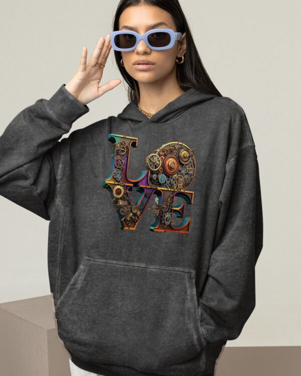Bluza oversize z kapturem <br>Steampunk LOVE - efekt sprania