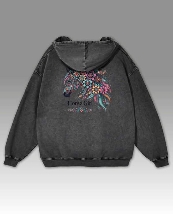 Bluza oversize z kapturem <br>Horse Girl - efekt sprania