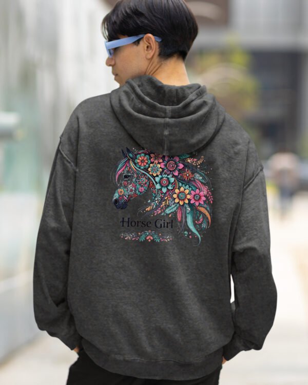 Bluza oversize z kapturem <br>Horse Girl - efekt sprania