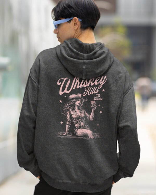 Bluza oversize z kapturem <br>Whiskey Kills Boredom - efekt sprania
