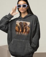 Bluza oversize z kapturem <br>Safari - efekt sprania