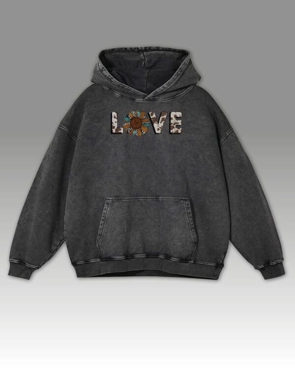 Bluza oversize z kapturem <br>Nature Love - efekt sprania