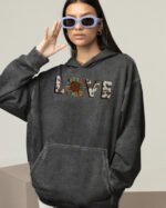 Bluza oversize z kapturem <br>Nature Love - efekt sprania