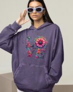 Bluza oversize z kapturem <br>LOVE - efekt sprania