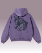Bluza oversize z kapturem <br>Love for Horses - efekt sprania