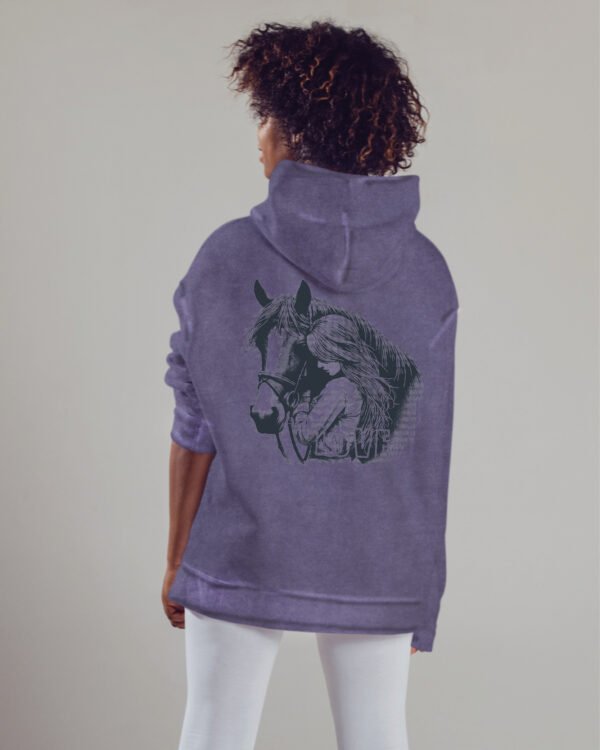 Bluza oversize z kapturem <br>Love for Horses - efekt sprania