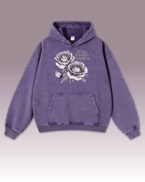 Bluza oversize z kapturem <br>Wild Roses - efekt sprania