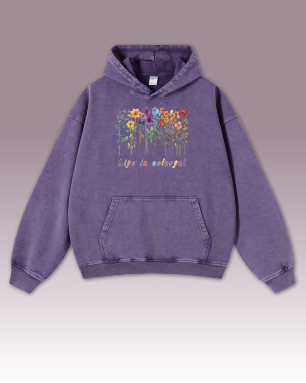 TL HO OLD PUR DTG 0260 A Bluza oversize z kapturem <br>Life is Colorful - efekt sprania