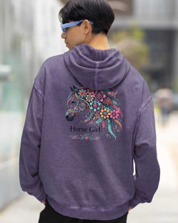 Bluza oversize z kapturem <br>Horse Girl - efekt sprania