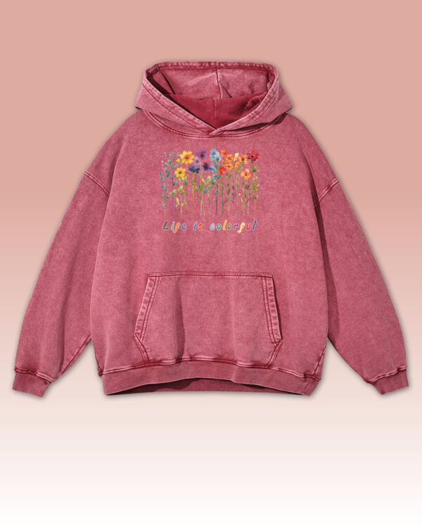 TL HO OLD RED DTG 0260 A Bluza oversize z kapturem <br>Life is Colorful - efekt sprania