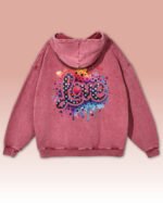 Bluza oversize z kapturem <br>Kolorowe Love - efekt sprania