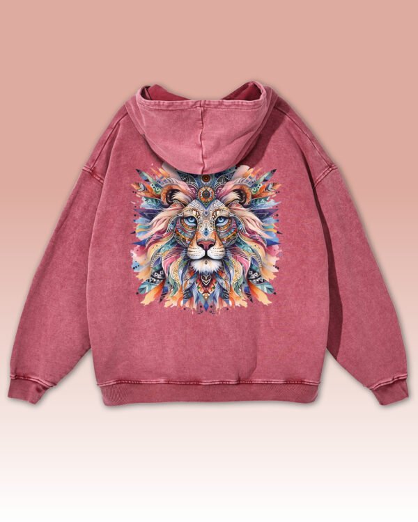 Bluza oversize z kapturem <br>Lion - efekt sprania