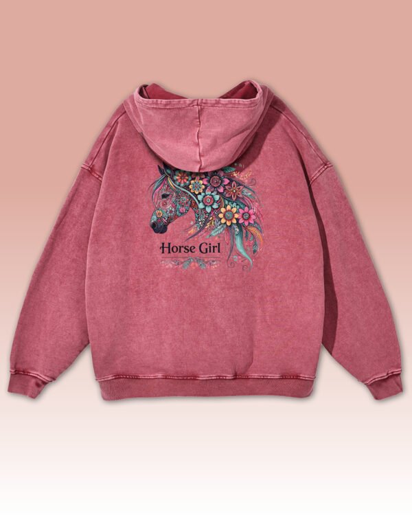 Bluza oversize z kapturem <br>Horse Girl - efekt sprania