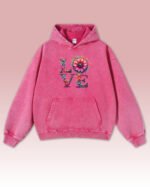Bluza oversize z kapturem <br>LOVE - efekt sprania