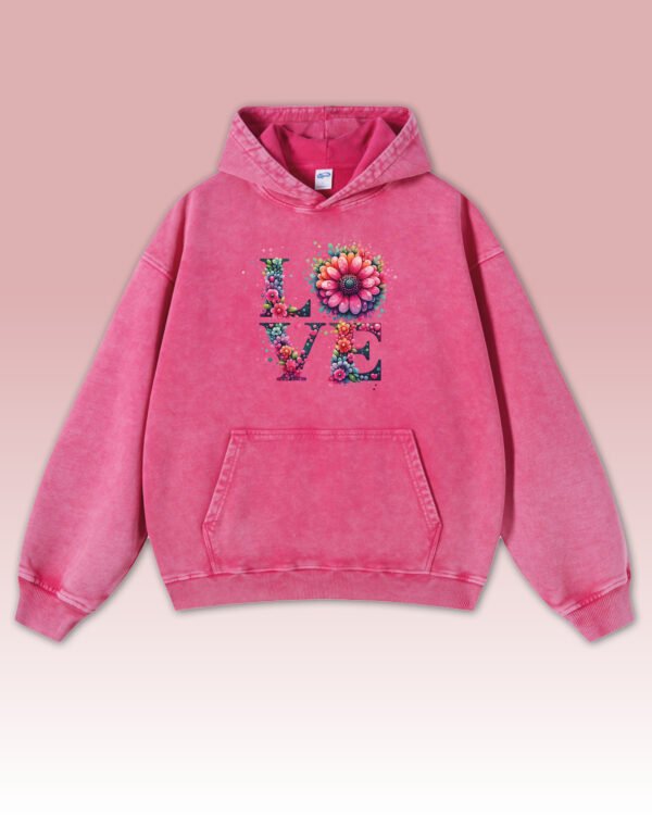 Bluza oversize z kapturem <br>LOVE - efekt sprania