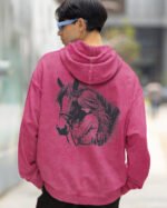 Bluza oversize z kapturem <br>Love for Horses - efekt sprania