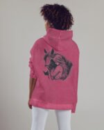 Bluza oversize z kapturem <br>Love for Horses - efekt sprania